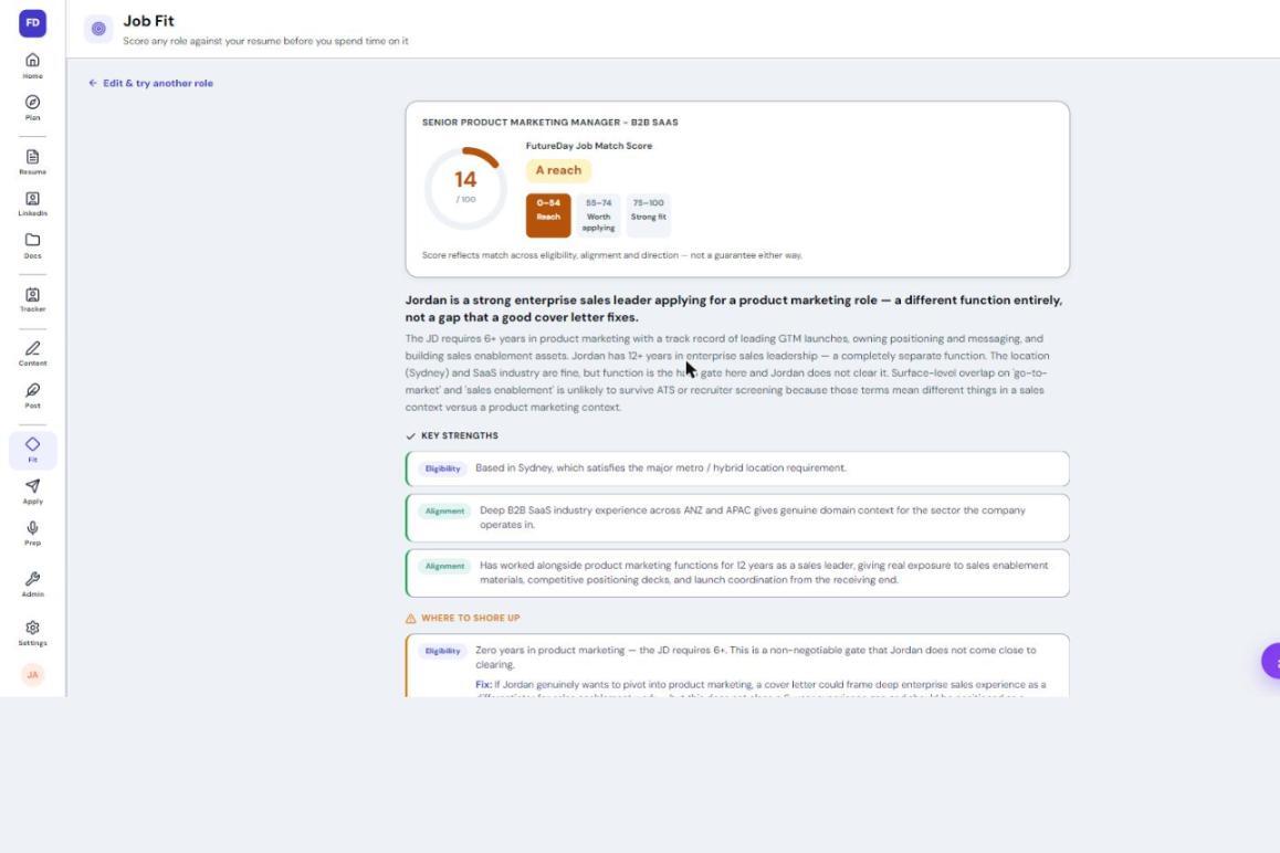 Inside FutureDay: How the Job Fit Checker Scores a Role Before You Apply